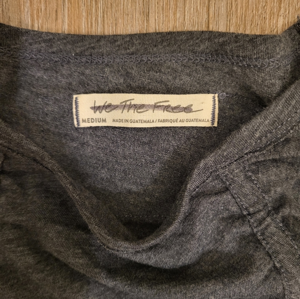 We The Free Stella Rouched Long Sleeve Tee Grey Size Medium - Picture 5 of 7